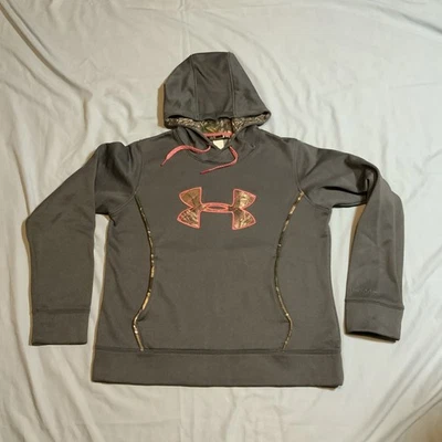 Under Armour Storm Women’s Large Gray Hoodie Quilt Logo Camo Pink - Image 1 of 4