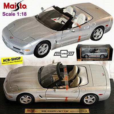 Chevrolet Corvette C5 Convertible 1997-2004 Argento Metallico 1:18 Maisto 50317 - Immagine 1 di 4