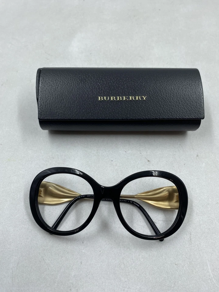 Gafas Burberry negras con montura redonda para mujer Foto 1 de 4