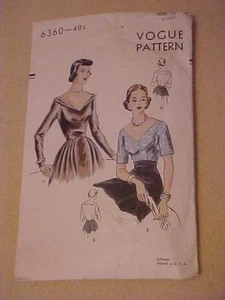 VTG Vogue Lady's Fitted Blouse w/ Wide Pointed Front Neckline Pattern 6360 - Picture 1 of 5