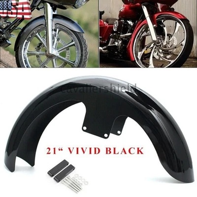 For Harley Touring Road Glide Road King Baggers 21"Wrap Vivid Black Front Fender - Изображение 1 из 4