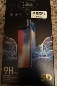 Glass Tempered Screen Protector iPhone 12/12 Pro 9H Super Hardness 5D Pack of 3 - Picture 1 of 7
