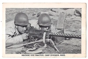 Machine Gun Training CAMP EDWARDS Massachusetts Army Guard MA Postcard B & W - Picture 1 of 2