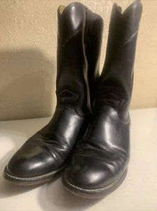 Justin L3703 Women's 6 B Black Leather Ropers Western Cowgirl Ride Rodeo Boots - Picture 1 of 8