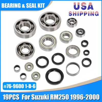 19 peças para Suzuki RM250 1996-2000 kit de rolamento e vedação de transmissão de manivela inferior - Imagem 1 de 4
