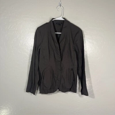 Eileen Fisher Jacket Womens Small Linen Gray Zip Coat Laggenlook - Image 1 of 4