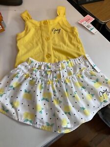 NWT Juicy Couture Girls Two-Piece Short Set Size 5 Retails 65.00 Lemon Yellow
