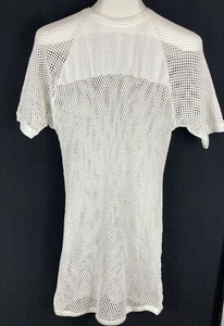 Vtg Mesh Ringer T Shirt White Short Sleeve Form Fitting Cotton Mens XL USA Made - Picture 1 of 13