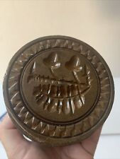 Antique Primitive Hand-carved 2-piece Round Wooden Butter Mold/Stamp