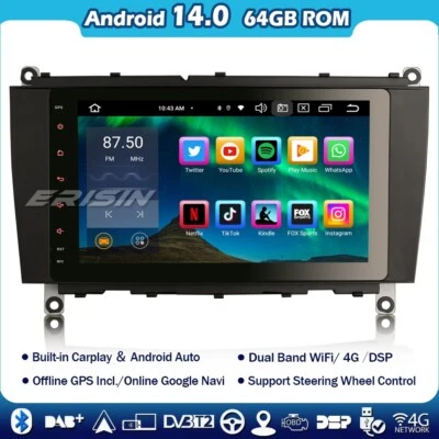 128GB IPS 8-Kern Android 14 Autoradio GPS Navi Mercedes CLK-Class W209 C209 A209 - Bild 1 von 4
