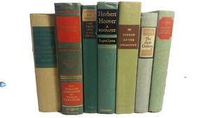 7 Vintage Instant Library Green Red + Black Decoration Books Shabby Chic Staging - Picture 1 of 9