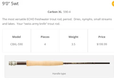 Echo Carbon XL Fly Rod 4pc. W/case - Image 1 of 4