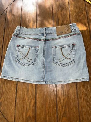 Vintage Y2K 1990’s DOLLHOUSE Stonewash Blue Jean Mini Skirt SZ 3/4 W Stitching - Image 1 of 4