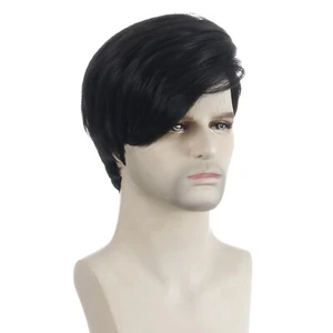 Men Wig Short Little Wavy Synthetic Hair Heat Resistant Male Natural Look Style - Picture 1 of 5