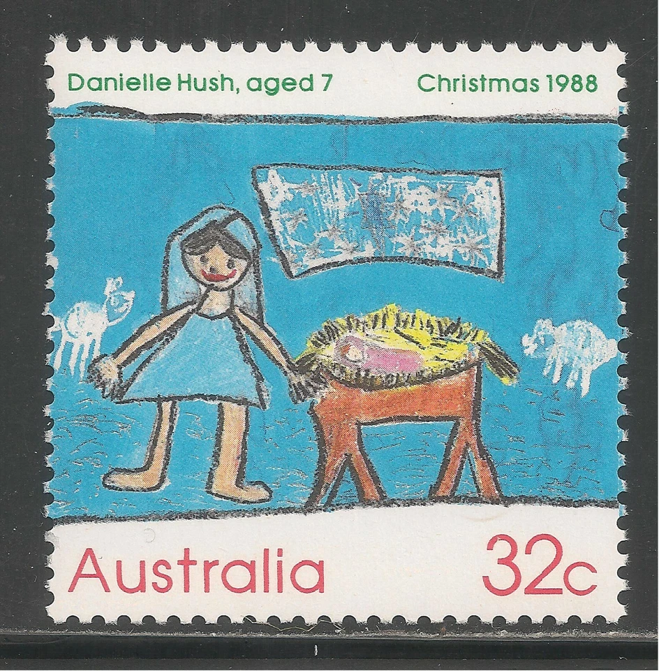 Australia #1102 (A398) VF MNH - 1988 32c Nativity Scene, by Danielle Hush, Age 7 - Image 1 of 1