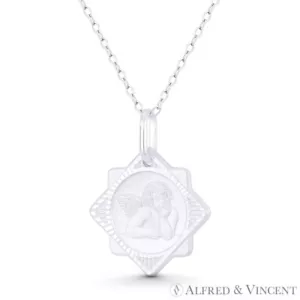 Colgante de plata esterlina 0,925 querubín bebé alado ángel de la guarda de 20 mm estrella judía - Imagen 1 de 1