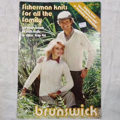 Rare 1983 Family Fisherman Knit Brunswick Yarn Knitting Crochet Pattern Book 798 - Image 1 of 4
