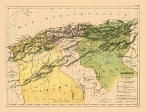 Historic Map - Algeria - Cortambert 1880 - 29.89 x 23 - Vintage Wall Art - Picture 1 of 20