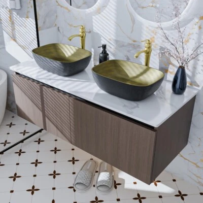 Badmöbel Set Waschtisch mit Unterschrank/Waschbecken/ Wasserhahn Waschplatz 80cm - Bild 1 von 4