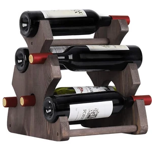 Freestanding Countertop Wood Wine Rack Holder for 6 Bottles for Home, Kitchen - Picture 1 of 7