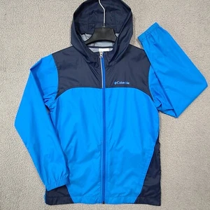Columbia Jacket Youth L Blue Full Zip Hooded Windbreaker Nylon Outdoors - Picture 1 of 11