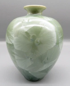 Louise Reding Crystalline Celadon 5in Vase Home Decor - Picture 1 of 22