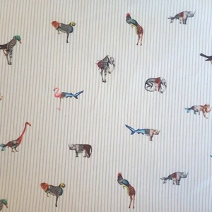 Tela de algodón para césped mini animales a rayas por 50 cm para vestir - Imagen 1 de 7