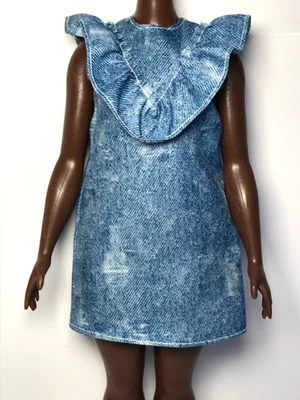 Ropa para muñeca Barbie 2017 Fashionistas #95 Denim con volantes Top vestido con cuerpo curvilíneo Foto 1 de 4