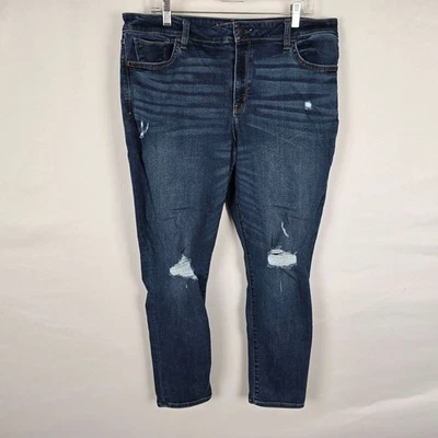 Arizona Jegging Juniors 19 azul lavado oscuro tiro medio delgado desgastado Foto 1 de 4