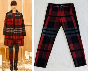 SPORTMAX MAX MARA Women’s Size US 10 Red Black Plaid Tartan Trousers Pants - Picture 1 of 10