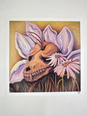 Impresión de Bellas Artes 11x11 Flores Naturaleza Animal Calavera Plantas Verde Púrpura Muerte Mikah Foto 1 de 4