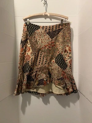 Falda Chaps Mujer Mediana Boho Patchwork Cachemira Floral Volantes Dobladillo Midi Multicolor Foto 1 de 4