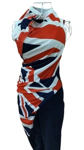 Comme Des Garçons Sleeveless Union Jack Top, Asymmetric, Polyester, Used - Picture 1 of 6
