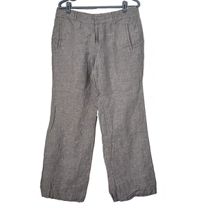 BANANA REPUBLIC Women's Pants The Martin Fit Gray Wide Leg Linen Pockets size 12 - Picture 1 of 9