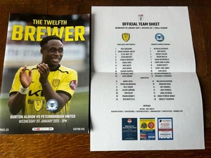 Burton Albion V Peterborough Utd 1/1/25 Programme/teamsheet - Picture 1 of 2
