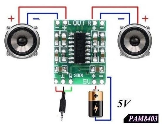 MINI AMPLIFICATORE DIGITALE 3 + 3W 2,5-5V CLASSE D MODULO PAM8403  - Immagine 1 di 4