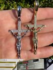 Moissanite Real Iced Jesus On Cross Pendant - Real 925 Silver 2" Mens Necklace