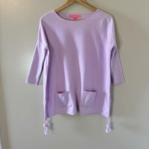 Maglione donna leggero Lilly Pulitzer tasche lavanda maniche 3/4 tg XXS - Foto 1 di 6