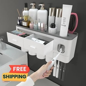 Bandeja de gran capacidad, 2 cajones para cosméticos - Organizador de baño NUEVO - Picture 1 of 8