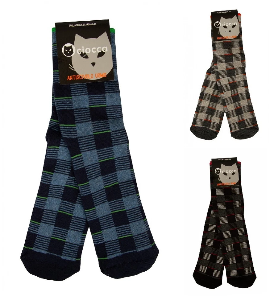 CIOCCA Herrensocken, ein Paar kurze, rutschfeste Socken aus Baumwollmischung, Ar - Bild 1 von 1