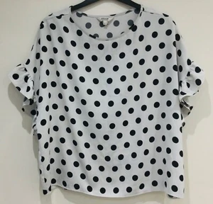 RIVER ISLAND London Grey Ruffle Sleeve Blouse Top | UK Size 12 - Picture 1 of 5