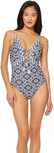 Jessica Simpson 256153 Women's V Neck One Piece Swimsuit Size Medium - Picture 1 of 2