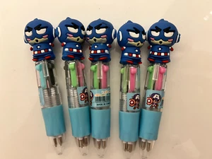 Captain America - Set of 5 Mini Ballpoints - Multi Color Pens - New Never Used - Picture 1 of 2