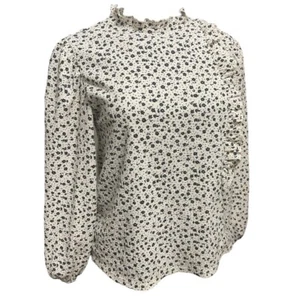 Size 13-14 Zara Girls Ruffle Detail Long Sleeve Floral Print Girls Shirt Blouse - Picture 1 of 12
