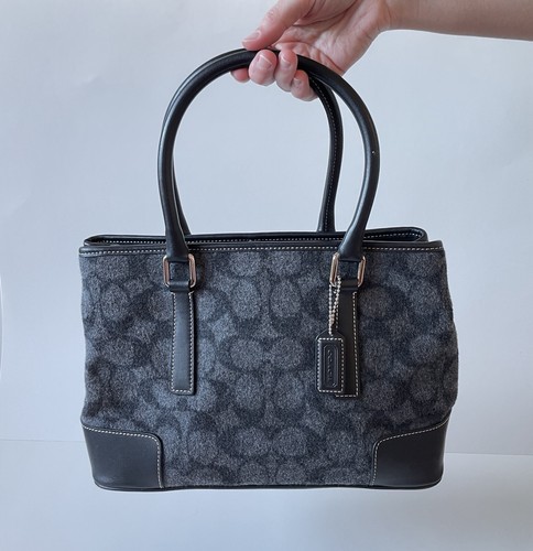 Borsa a mano vintage Coach Signature C in lana e pelle F1J 7723 Y2k