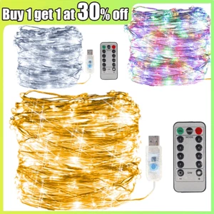 USB Plug In Remote 50-200 LED Micro Copper Wire String Lights Party Fairy Light - Picture 1 of 21