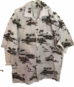 Moda Campus Men’s Size L Tropical Island Shirt Palm Trees Short Sleeves Pocket - Picture 1 of 7
