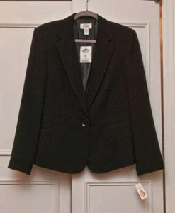 2PCS-TALBOTS-BLACK SKIRT SCALLOP BOTTOM & BLACKSUIT JACKET-SIZE-10-NEW WITH TAGS - Picture 1 of 12