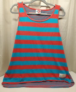 Chucks Converse All Star Tank Top 1980s Size 2X Teal & Red Stripes - USA - Picture 1 of 7