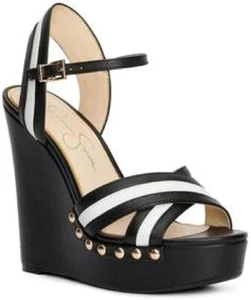 Jessica Simpson Tellira Women's Leather Studded Platform Wedge Slingback Sandals - Imagen 1 de 6